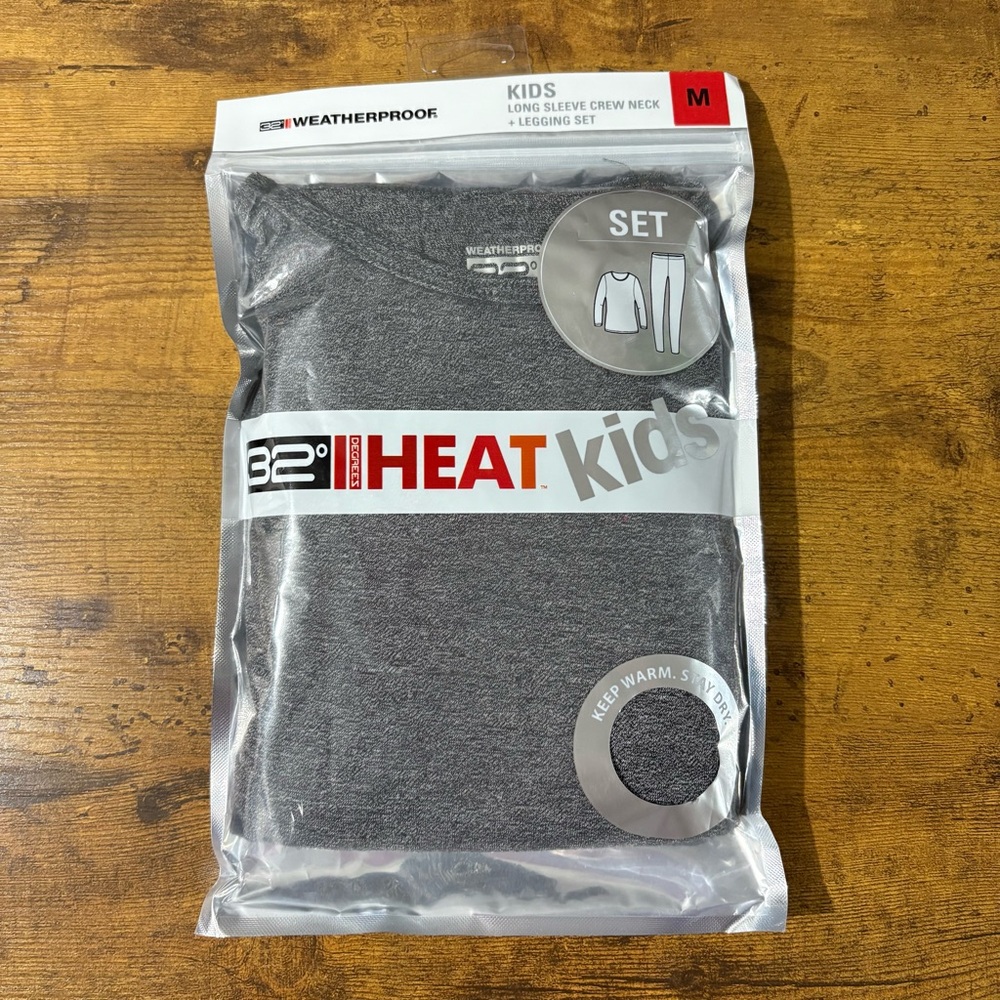 32 Degrees Heat Weatherproof 2 Piece Fitted Base Layer Set NEW Grey M